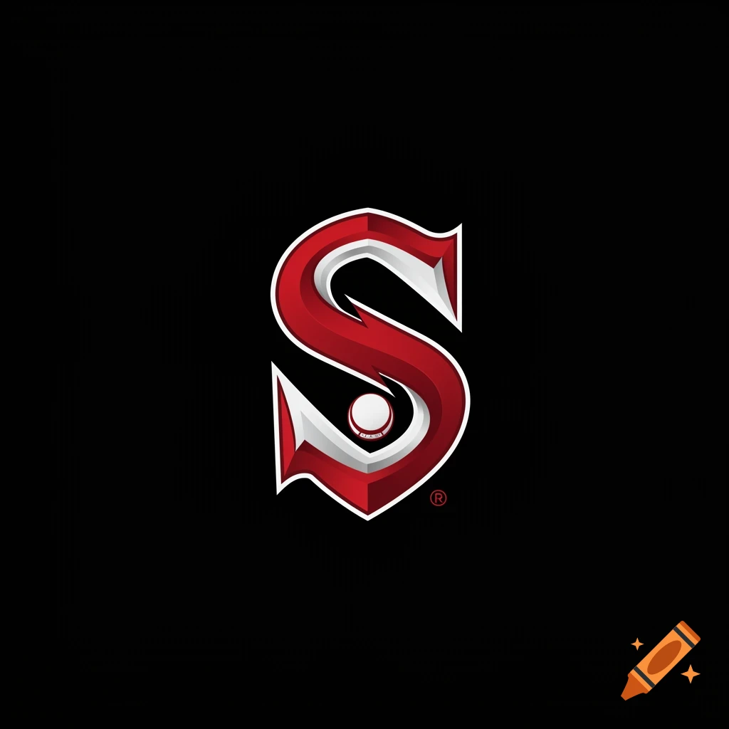 Red and silver stylized letter S logo with a small white circle inside, on a black background.