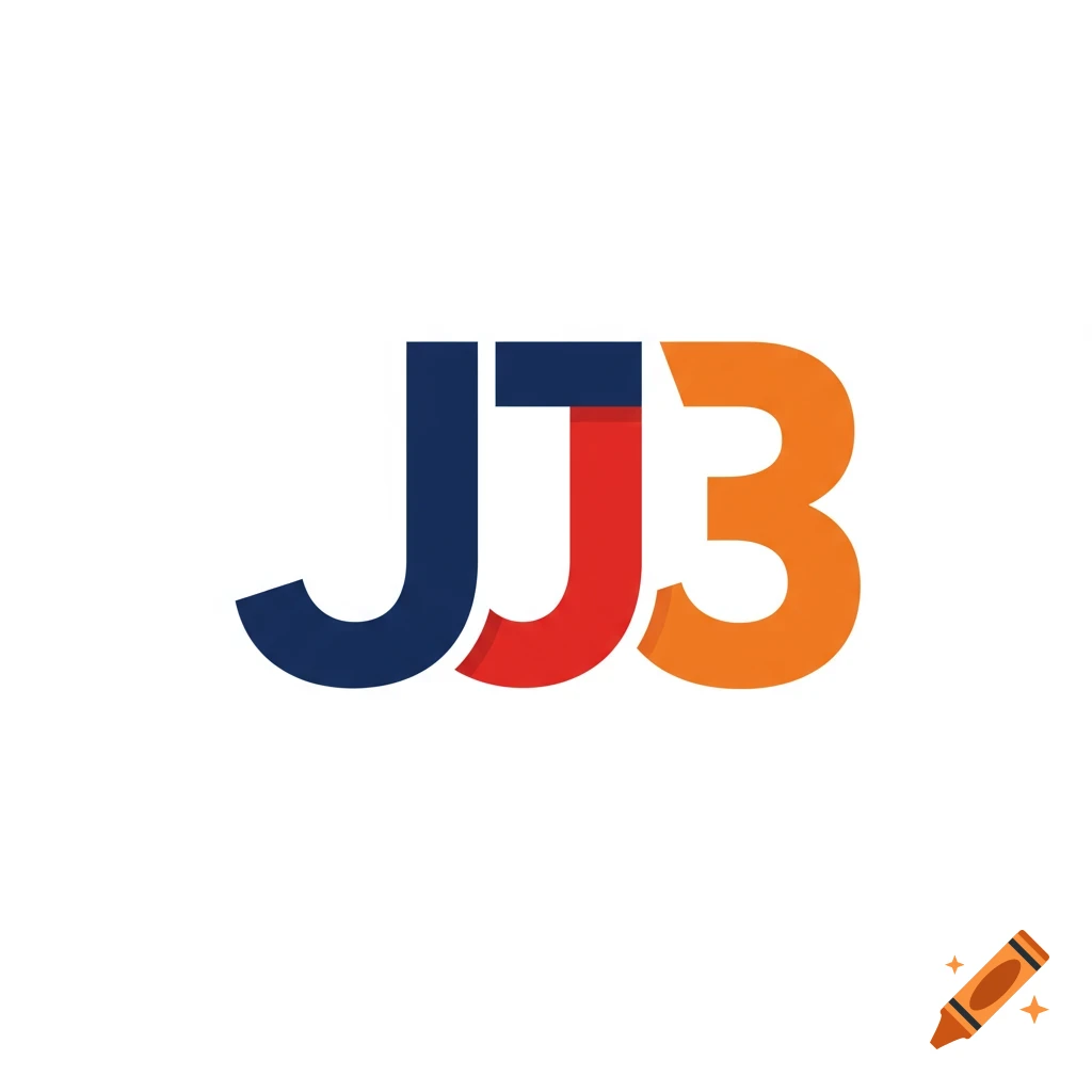 A logo with the letters JJ and the number 3 in blue, red, and orange.
