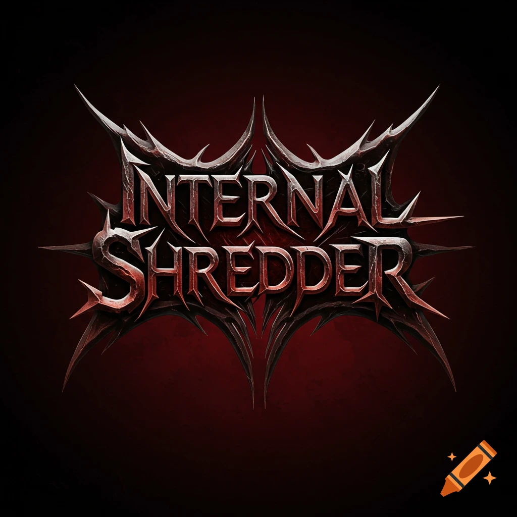 Metal band logo for Internal Shredder, sharp metallic text style