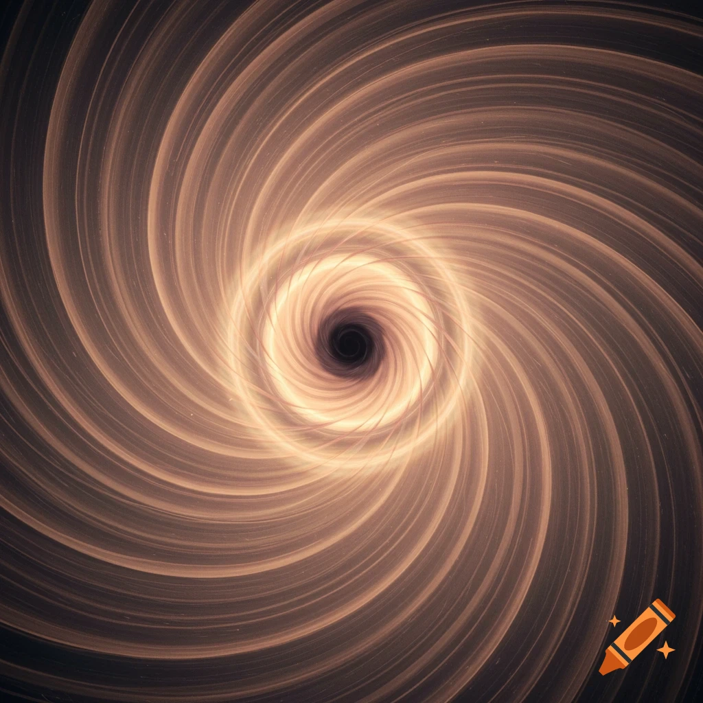Abstract glowing spiral converging to a dark center