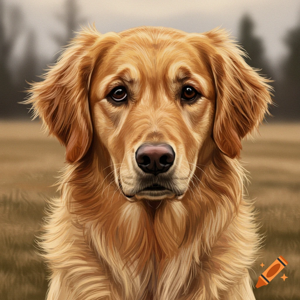 Close-up portrait of a golden retriever dog.