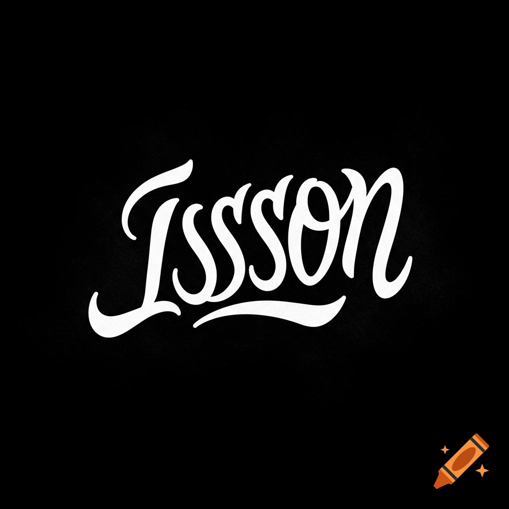 White script lettering spelling 'isson' on a black background.