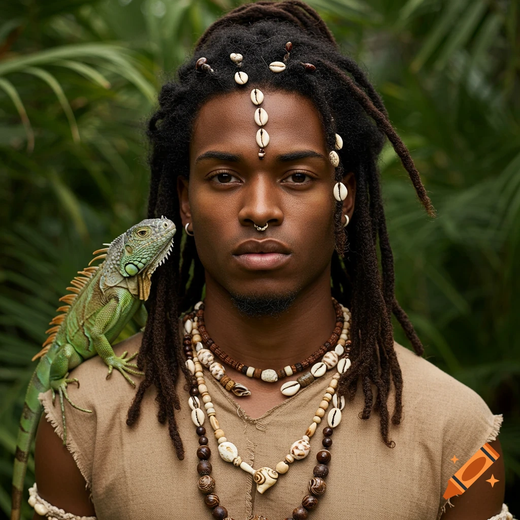 Portrait of a native woman with feathers and abalone shells on Craiyon