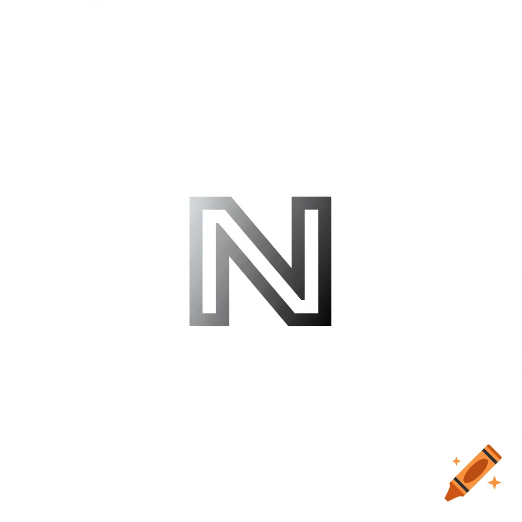 Modern grey gradient letter N logo on white background