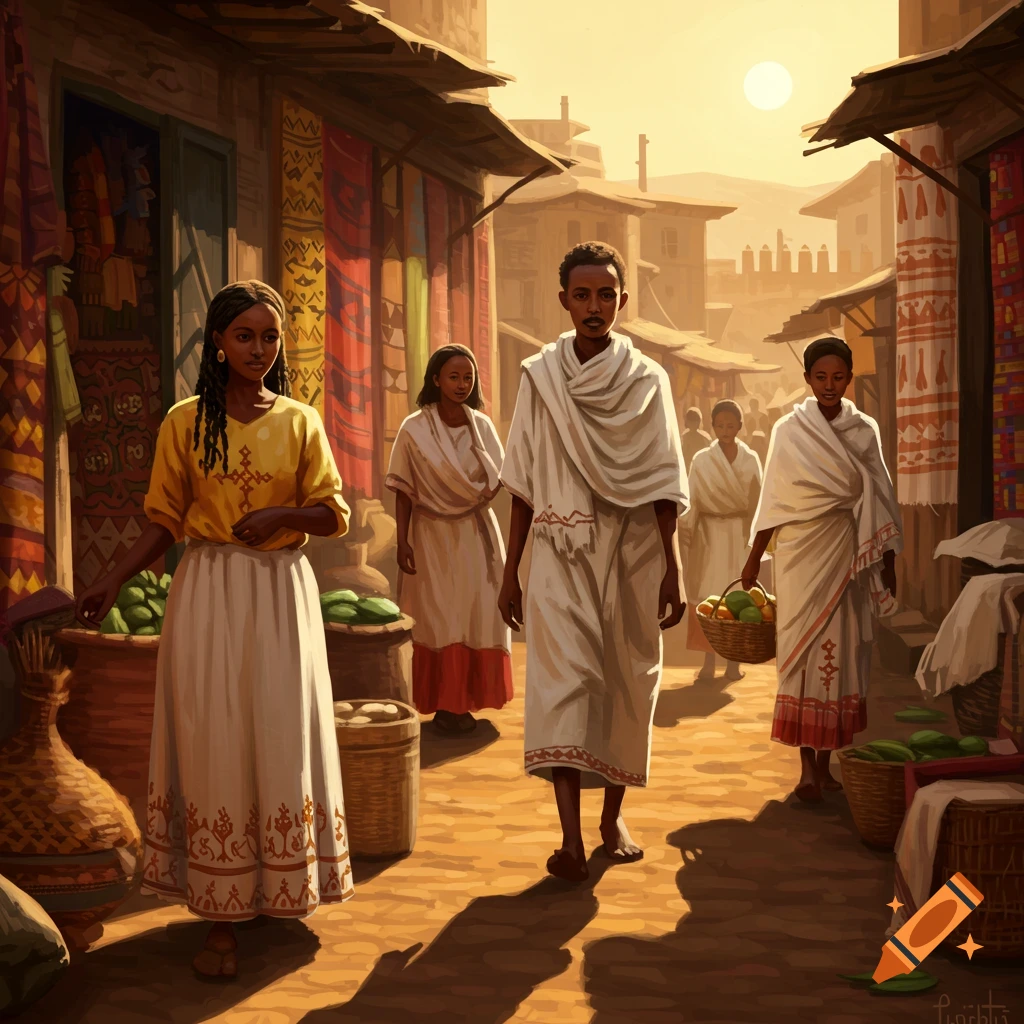 People in an Ethiopian market.