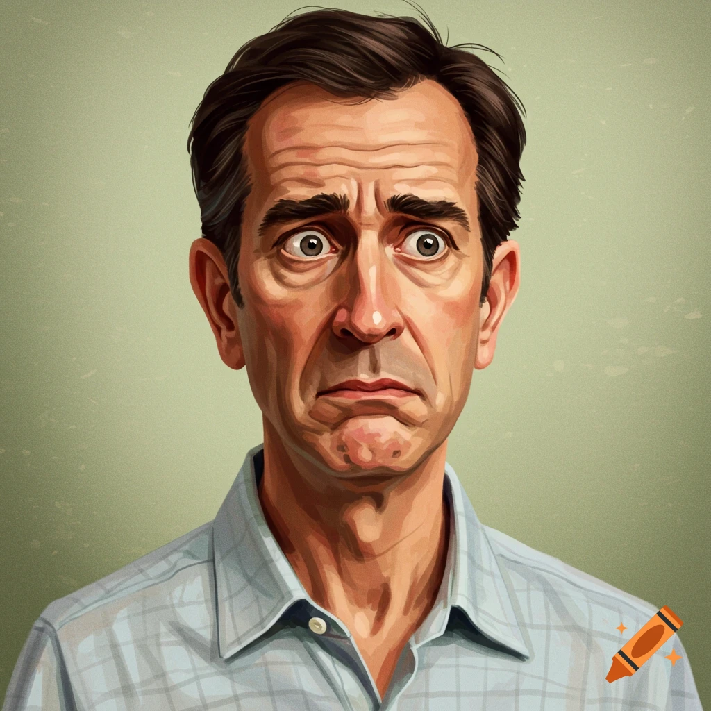 A man looking confused or worried.