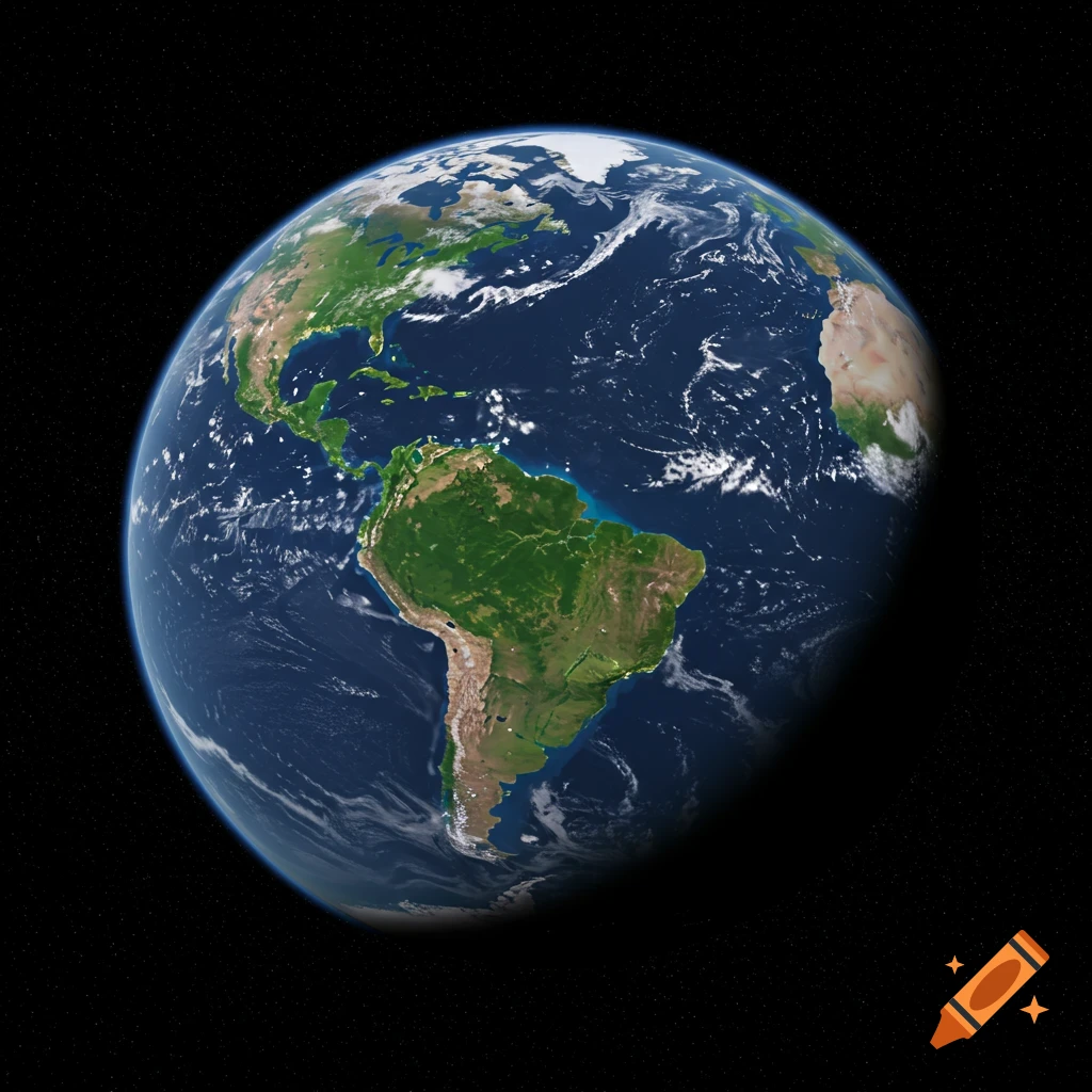 View of Earth from space showing North and South America.