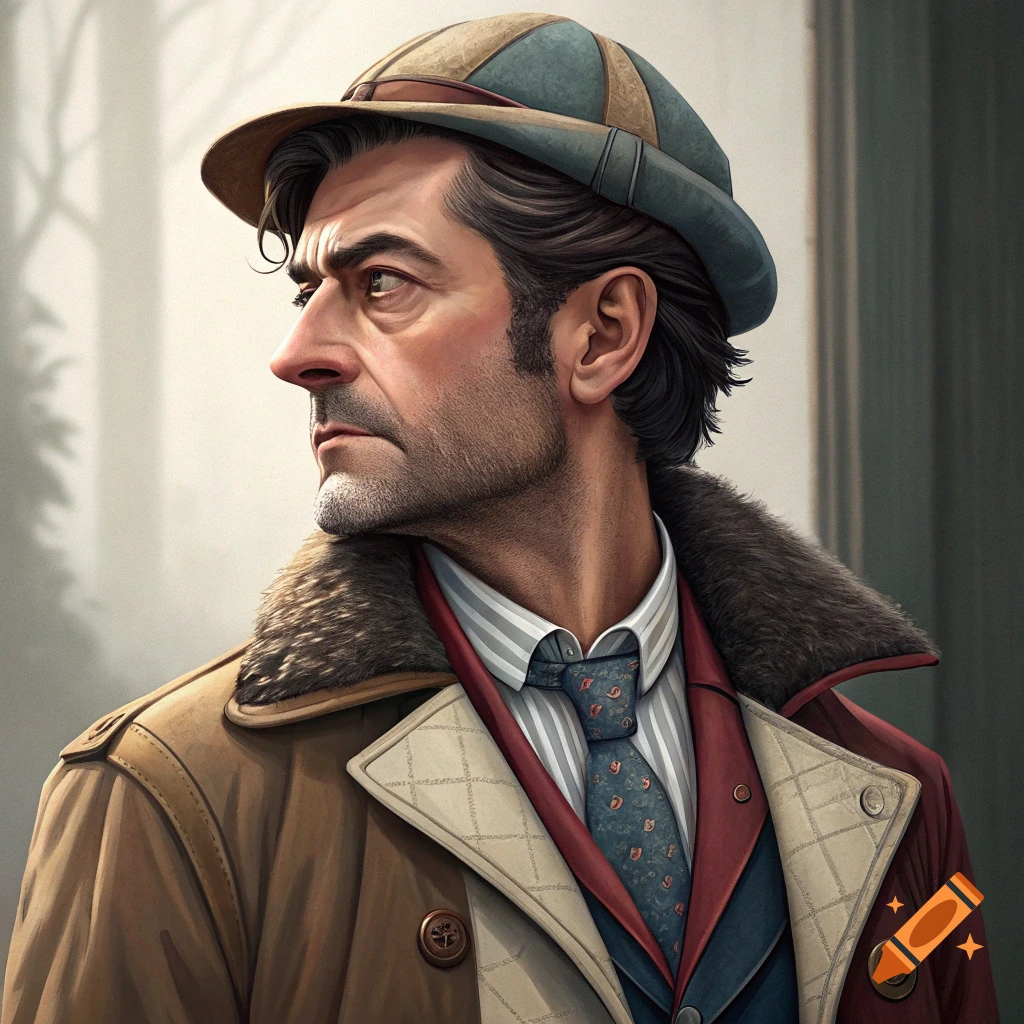 A portrait of a man in a hat, coat, vest, shirt, and tie.