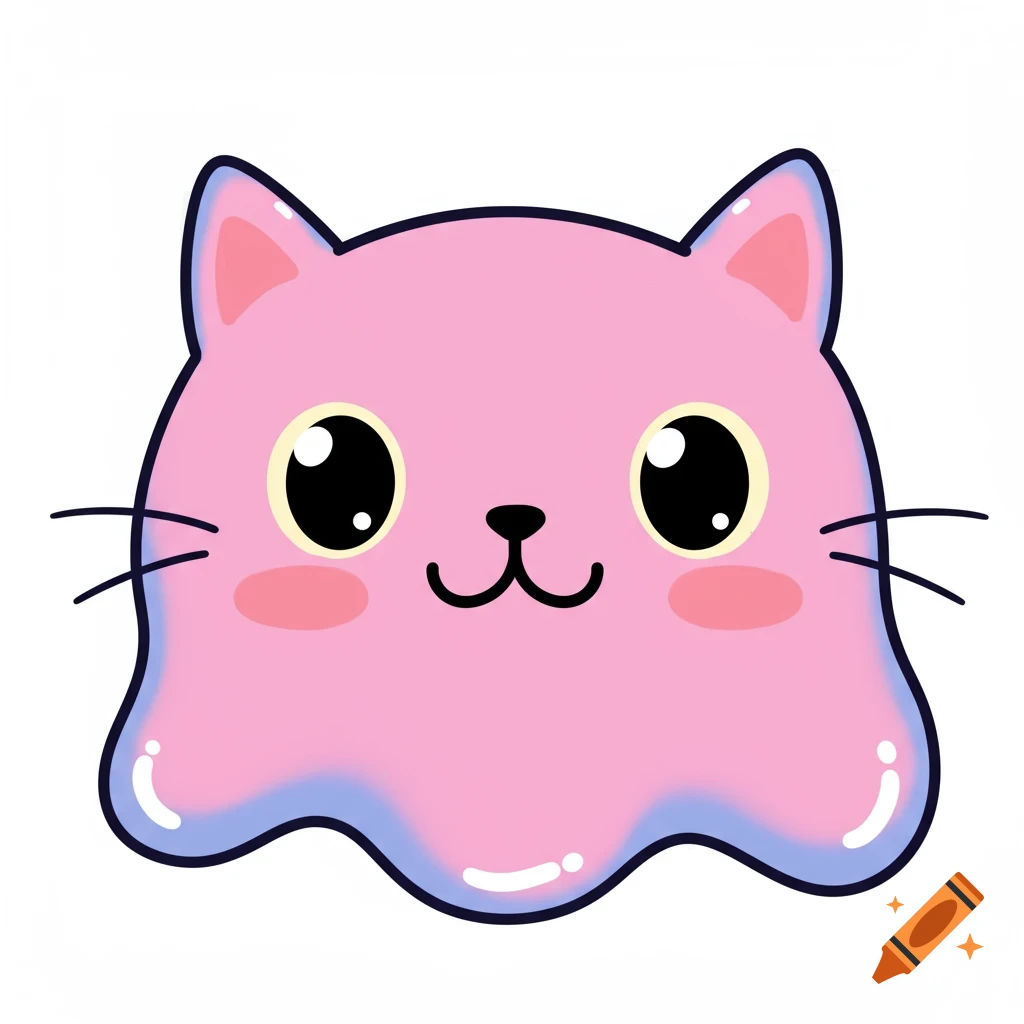 Cute pink blob cat emoji