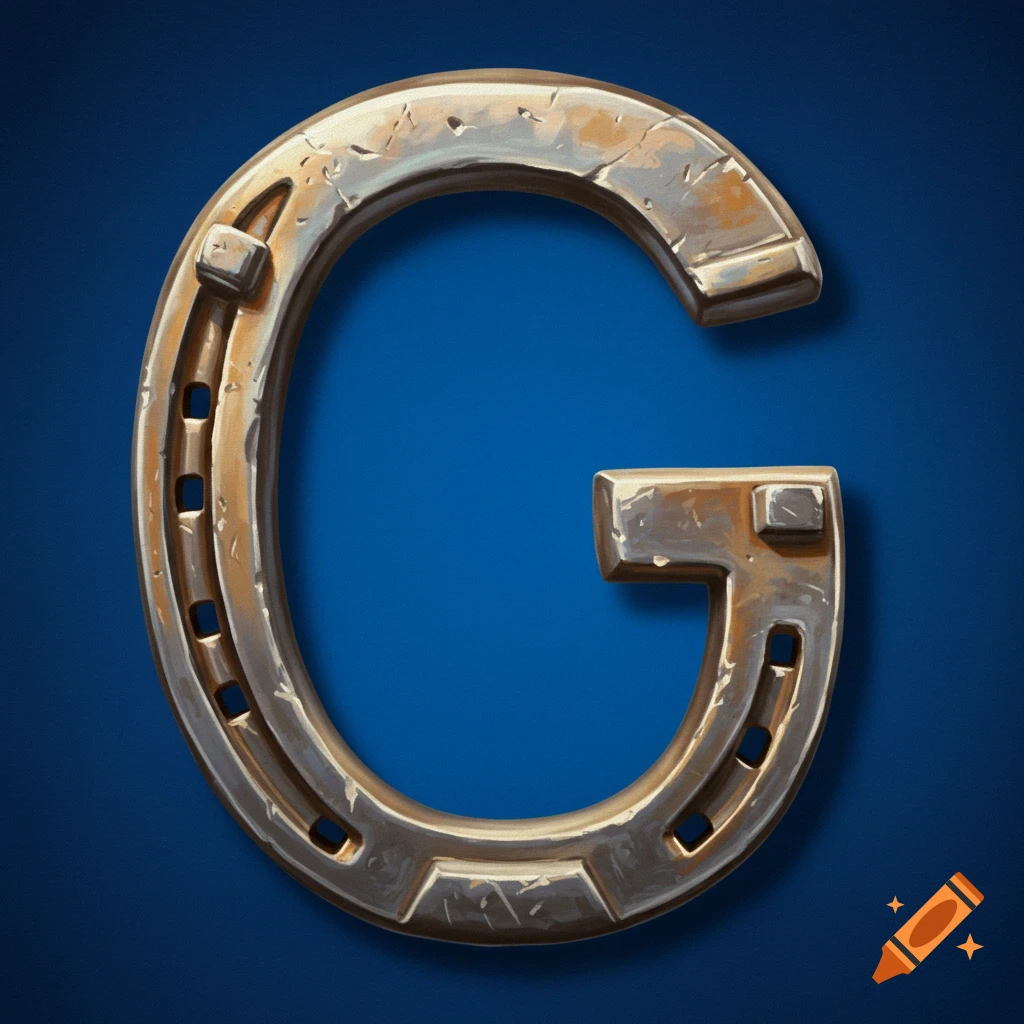 A letter G shaped like a metal horseshoe