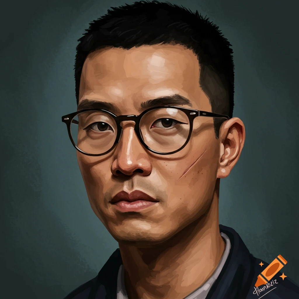 A man with glasses, buzz cut, and a scar.