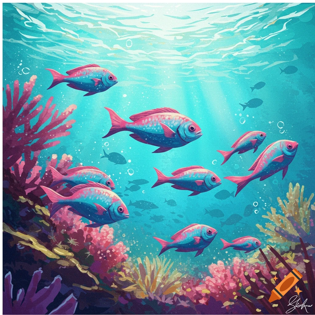Colorful fish swim near coral underwater.
