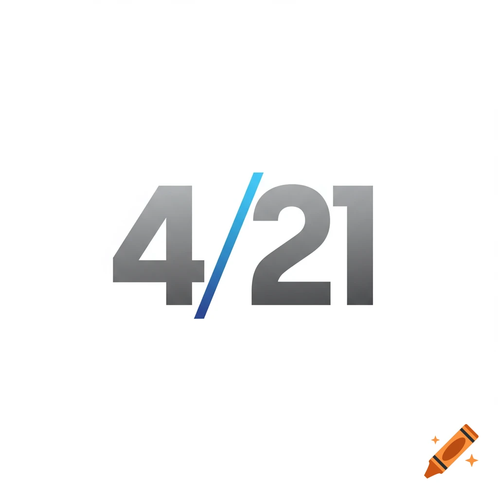 Logo displaying the text 4/21 with a blue slash.