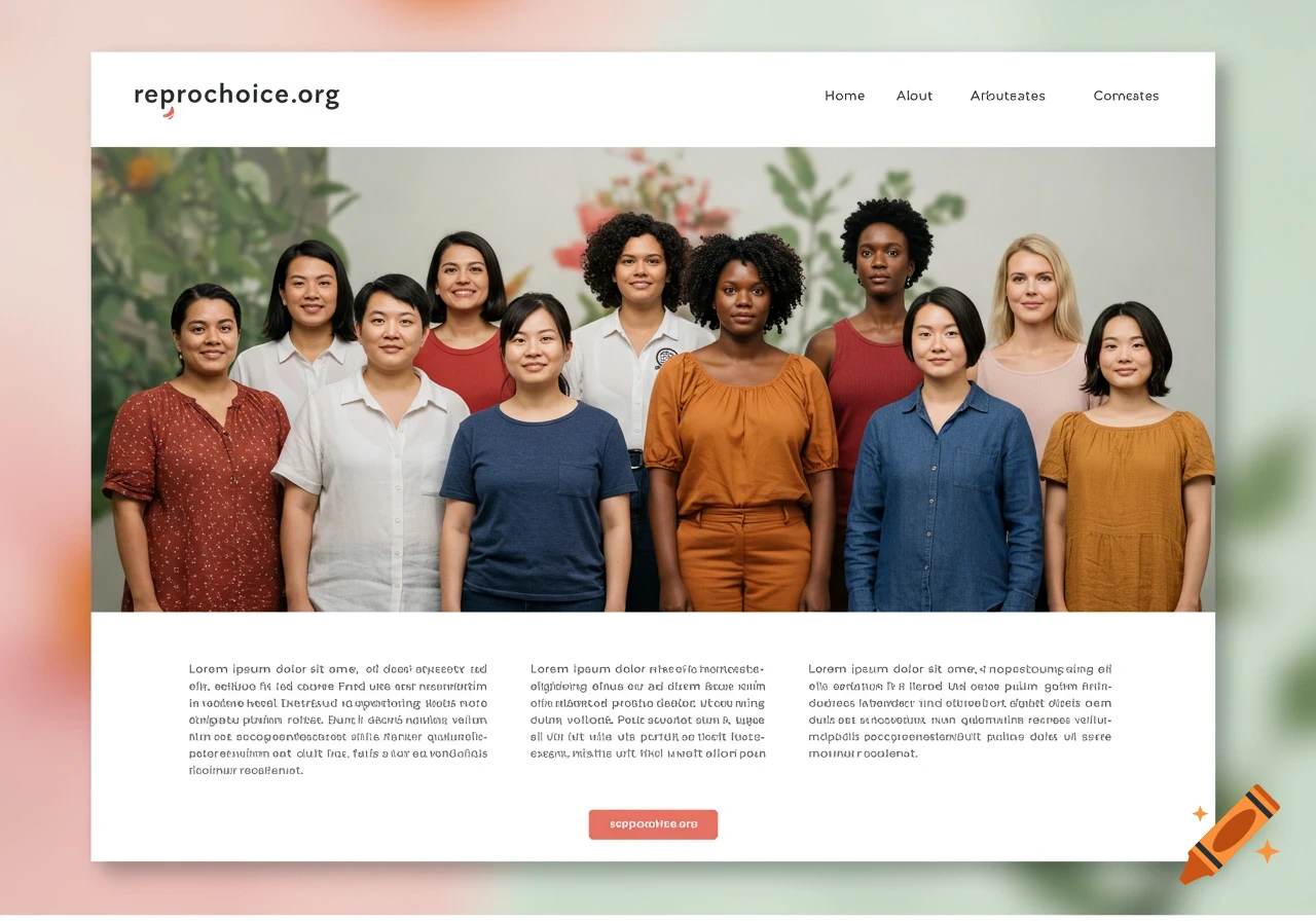 Group portrait of diverse women on a website banner with header text