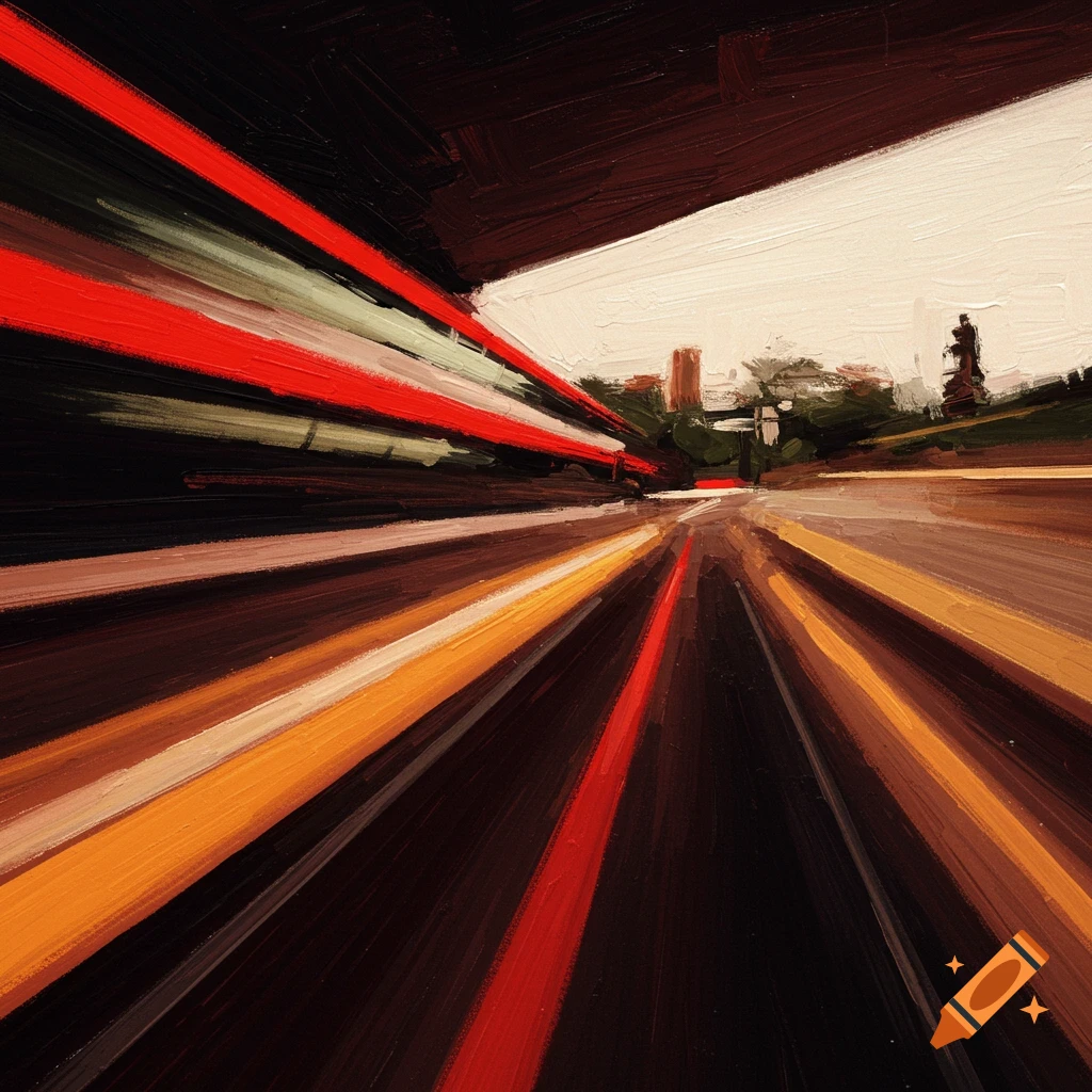 Abstract of streaking red and yellow lights from a moving vehicle.