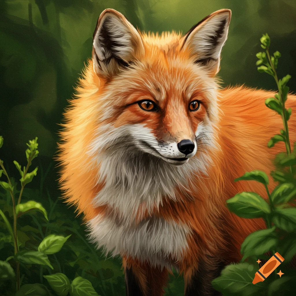 A red fox in a forest.