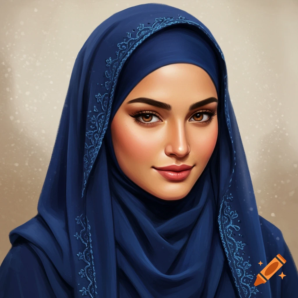 A woman wearing a blue hijab.