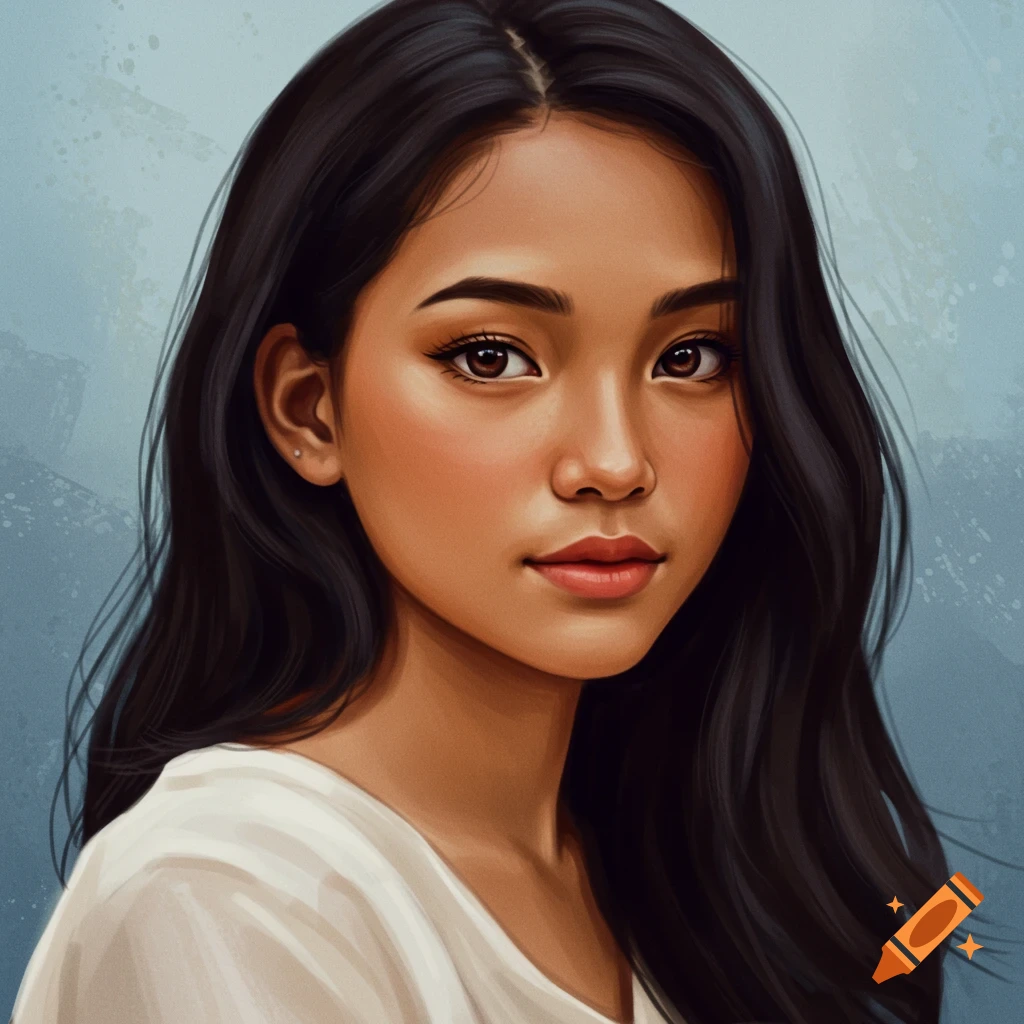 A portrait of a young woman with long dark hair.