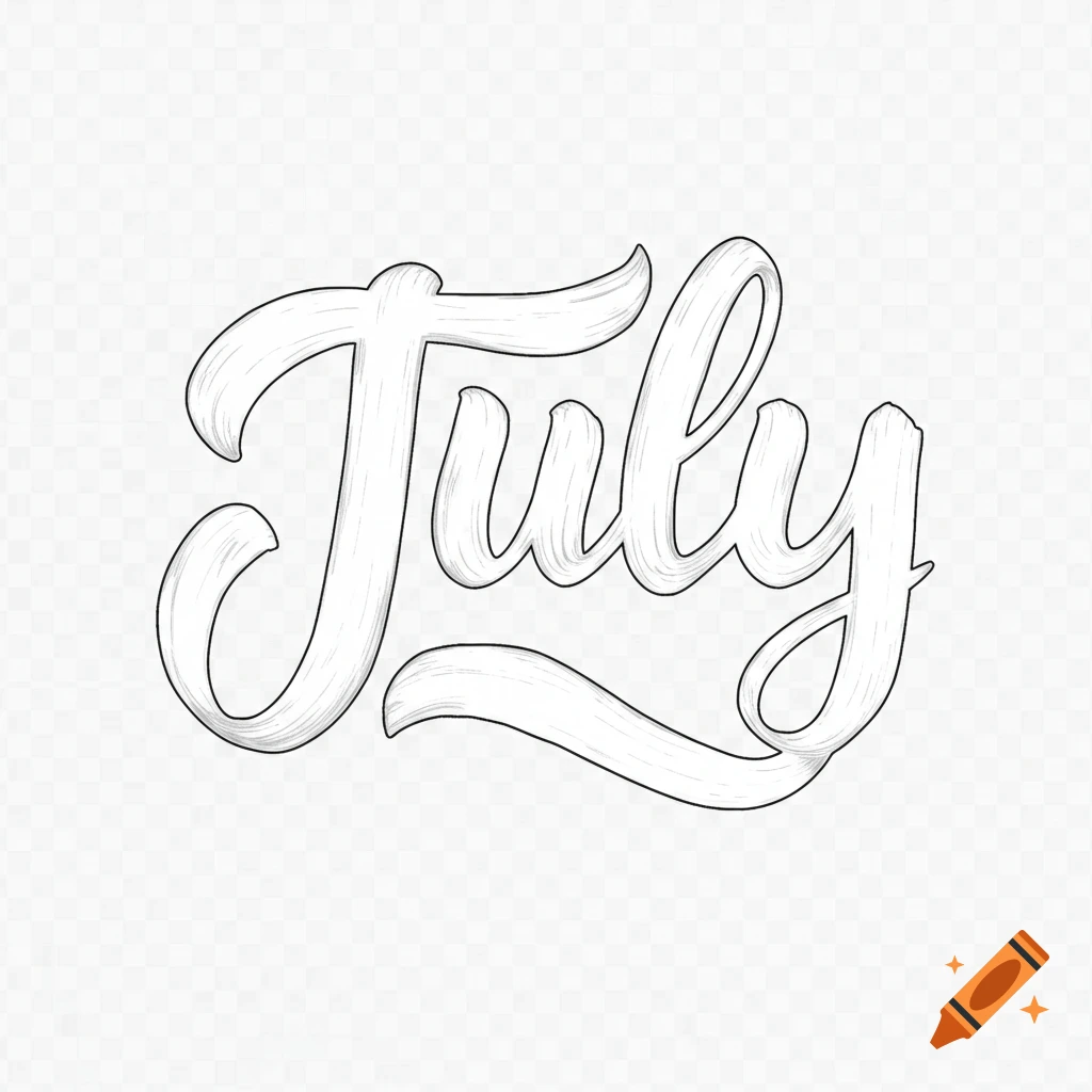 Script lettering spelling July