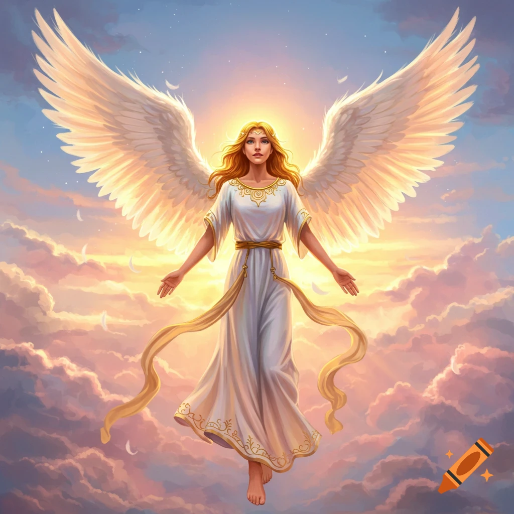 An angel with wings is in the clouds | Premium AI-generated