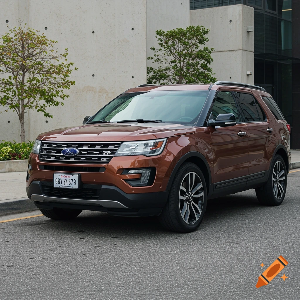 Brown Ford Explorer SUV parked on an urban street