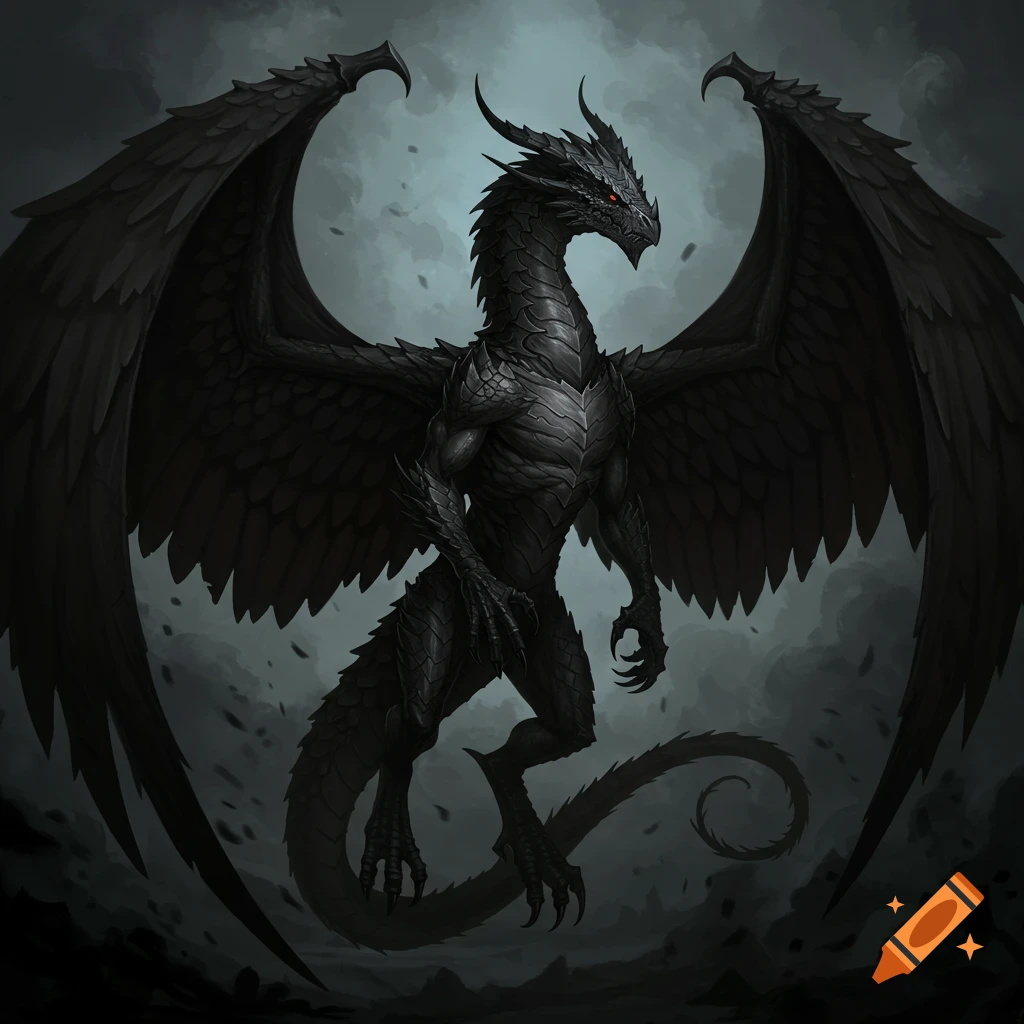 A black winged dragon.