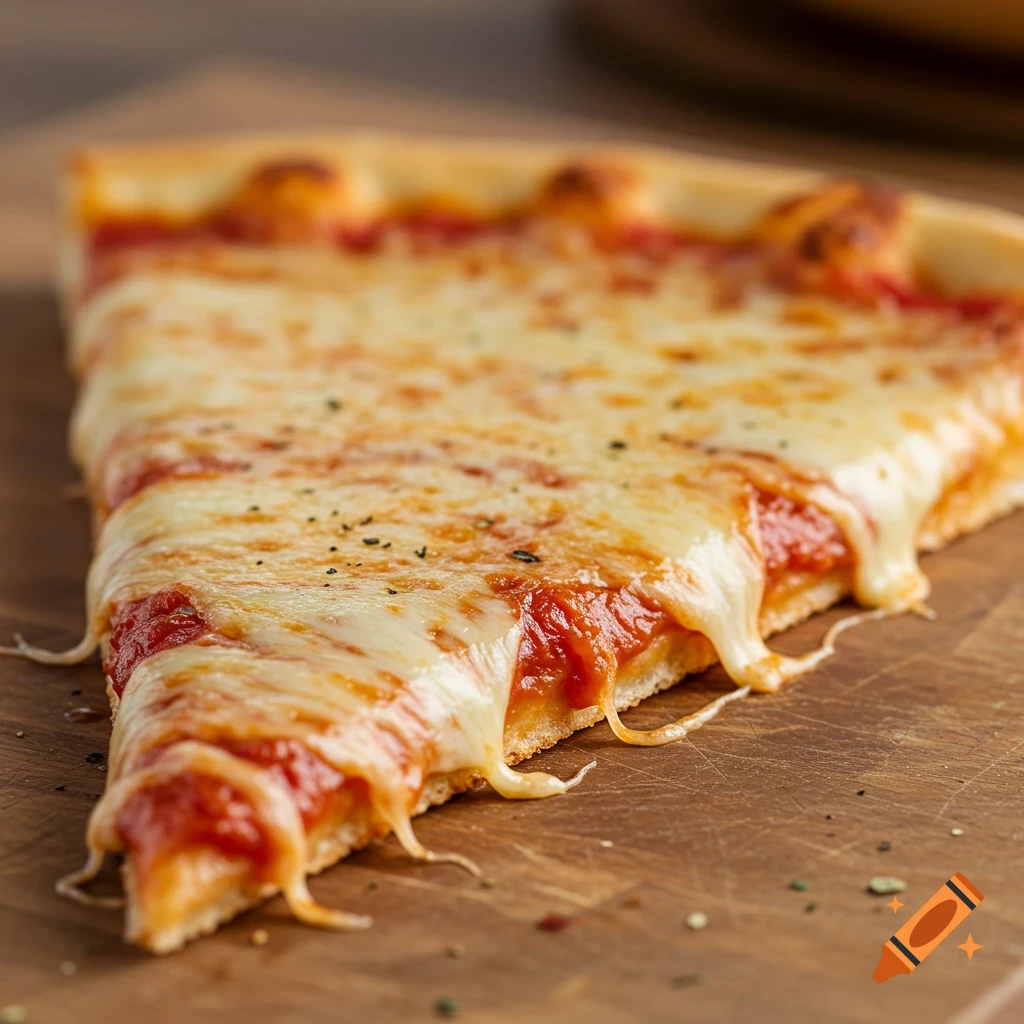 Close-up of a slice of cheese pizza
