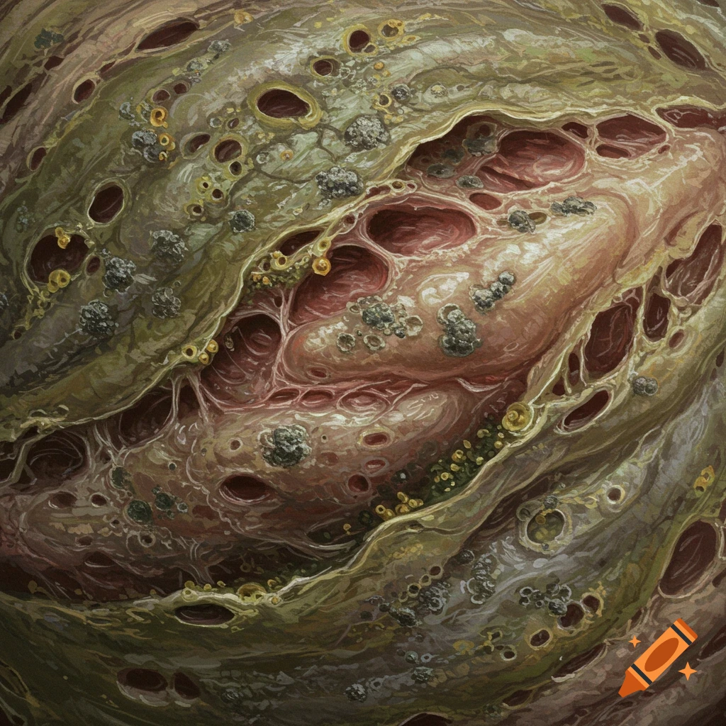 A detailed image of rotten flesh