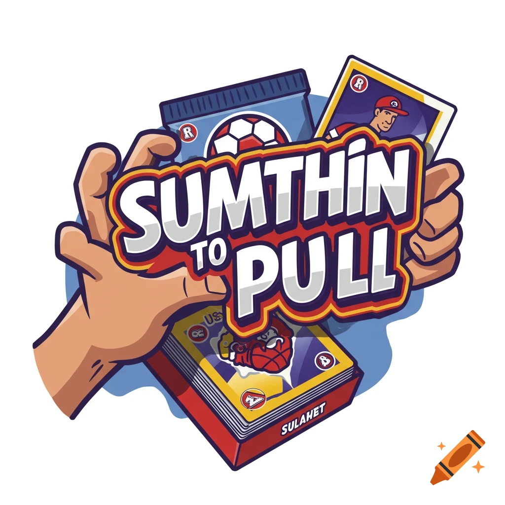 Stylized logo illustration of hands holding sports cards with the text SUMTHIN TO PULL