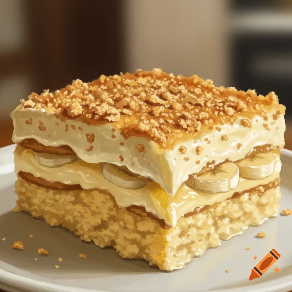 A slice of banana pudding.