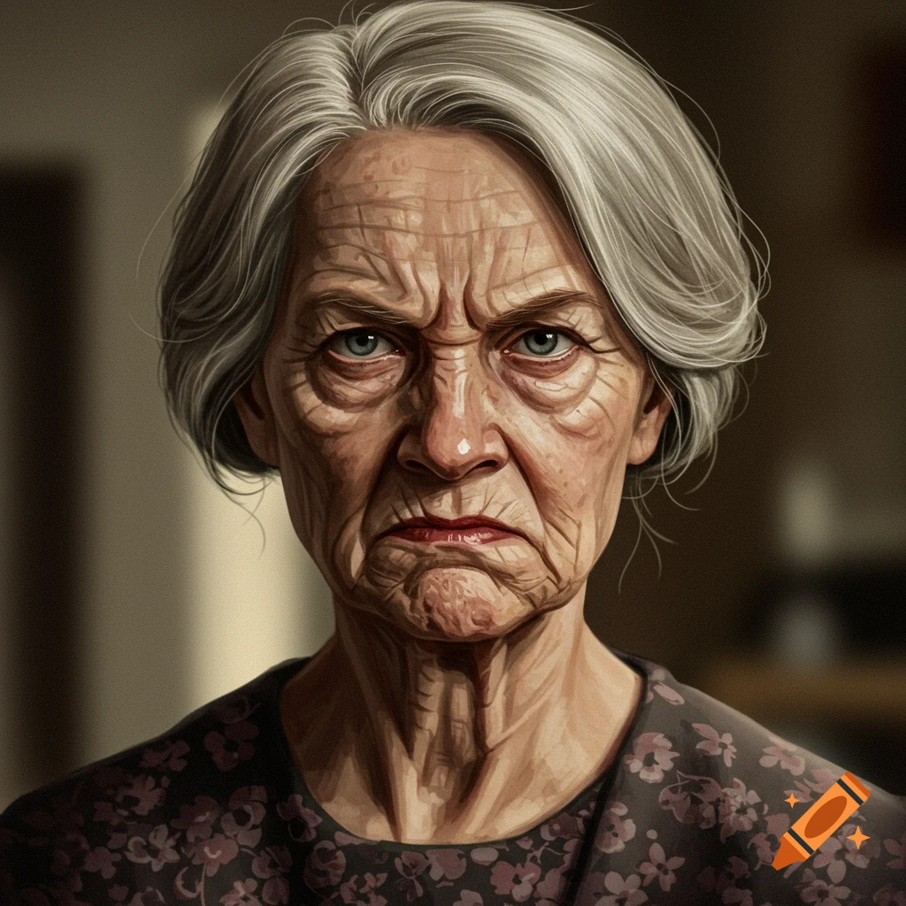 An angry older woman