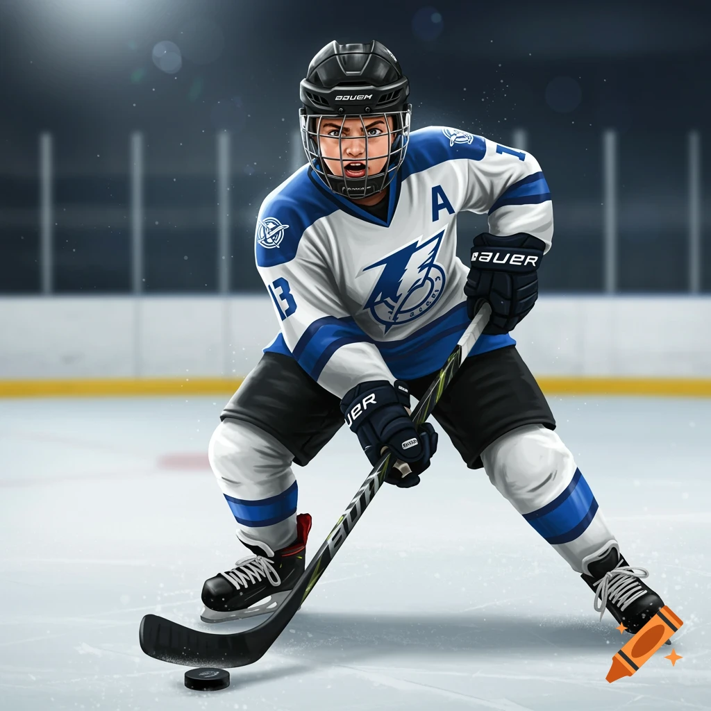 A hockey player on the ice.