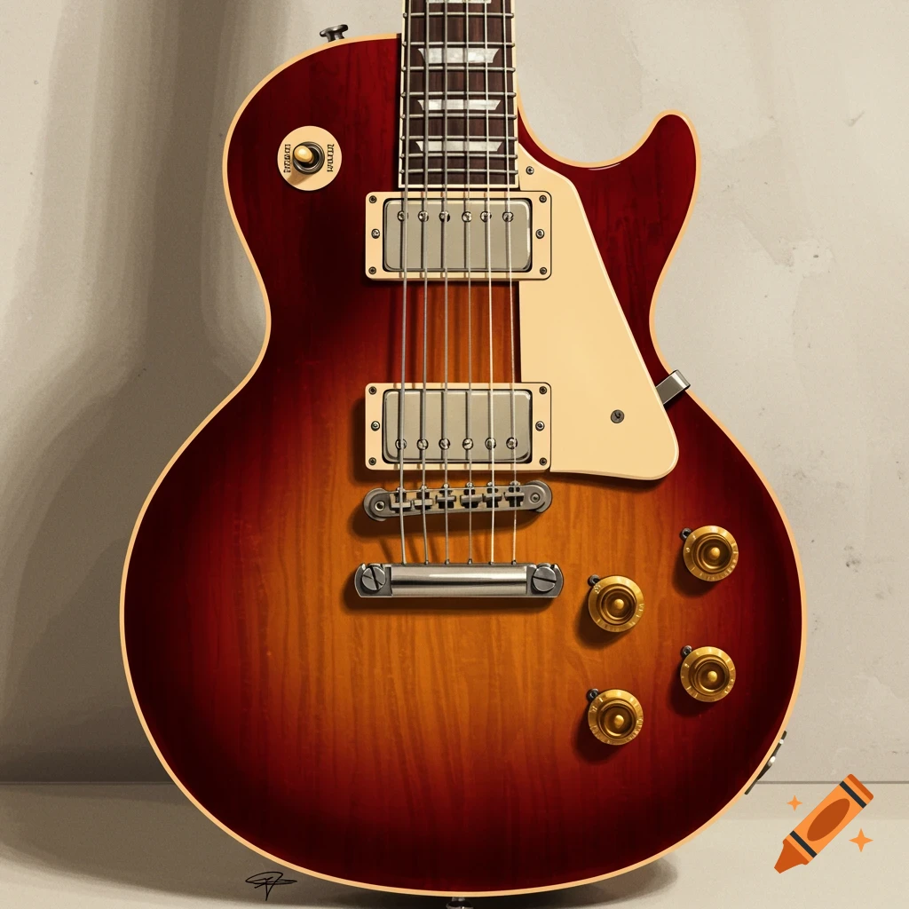 A sunburst electric guitar