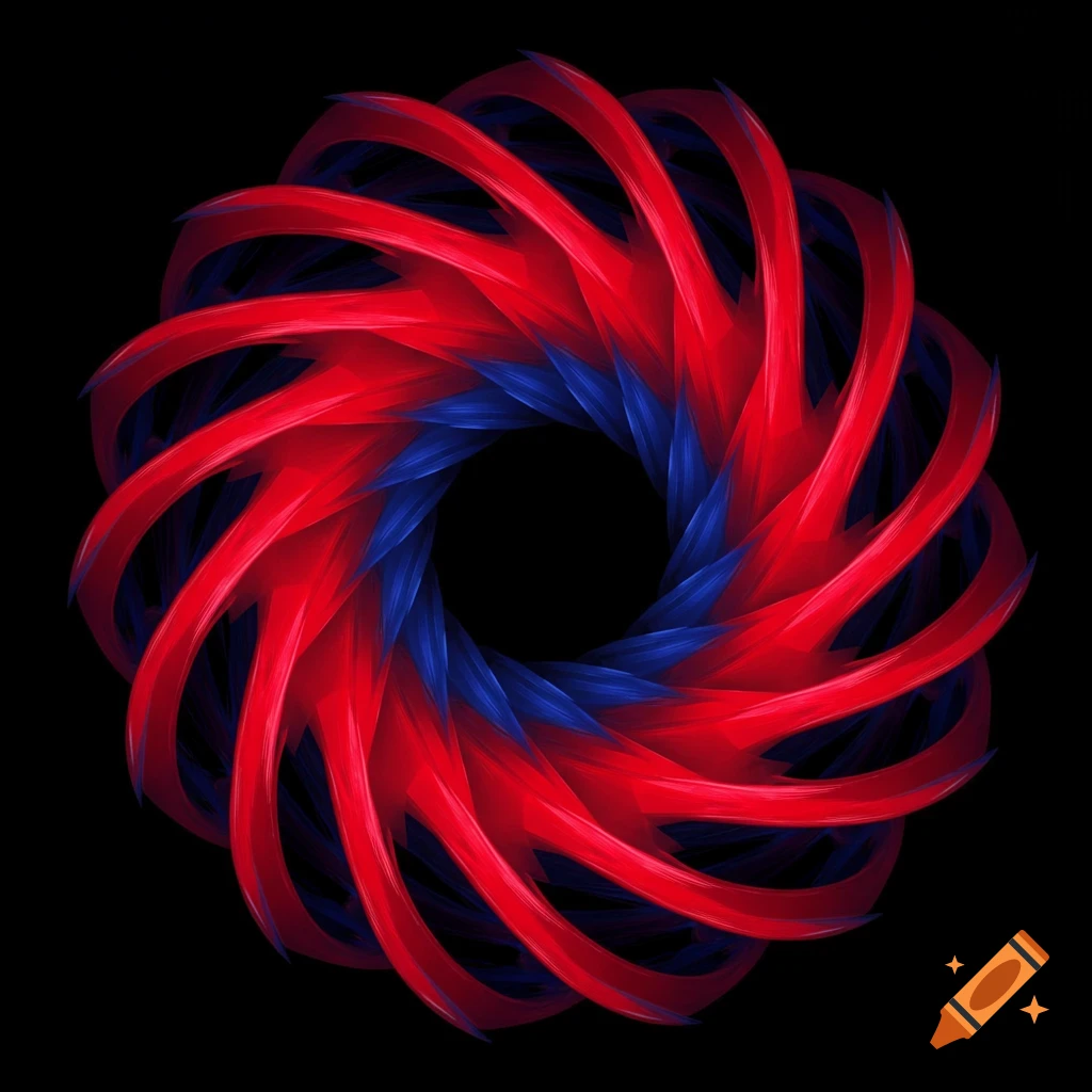 A red and blue spiral vortex