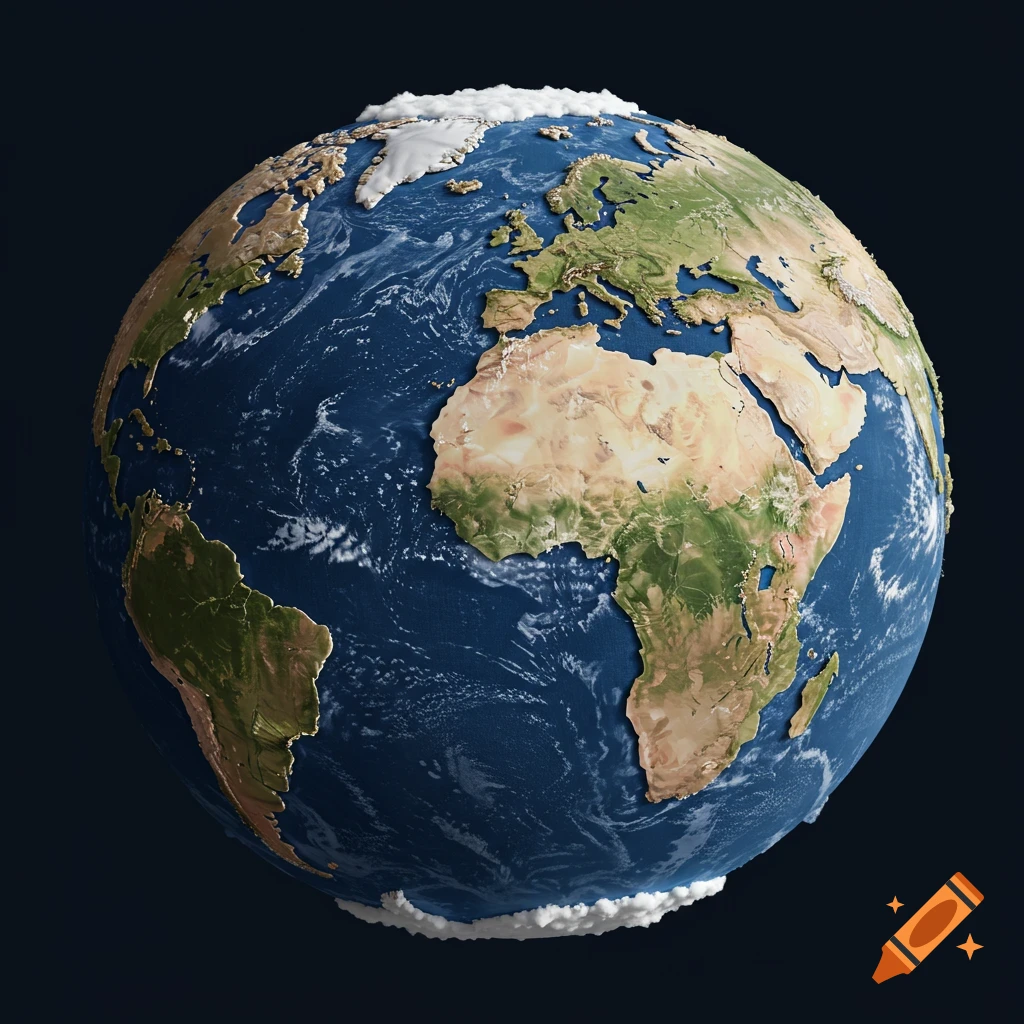 The Earth from space showing continents and clouds