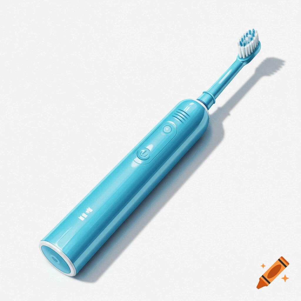 A blue electric toothbrush on a white background.