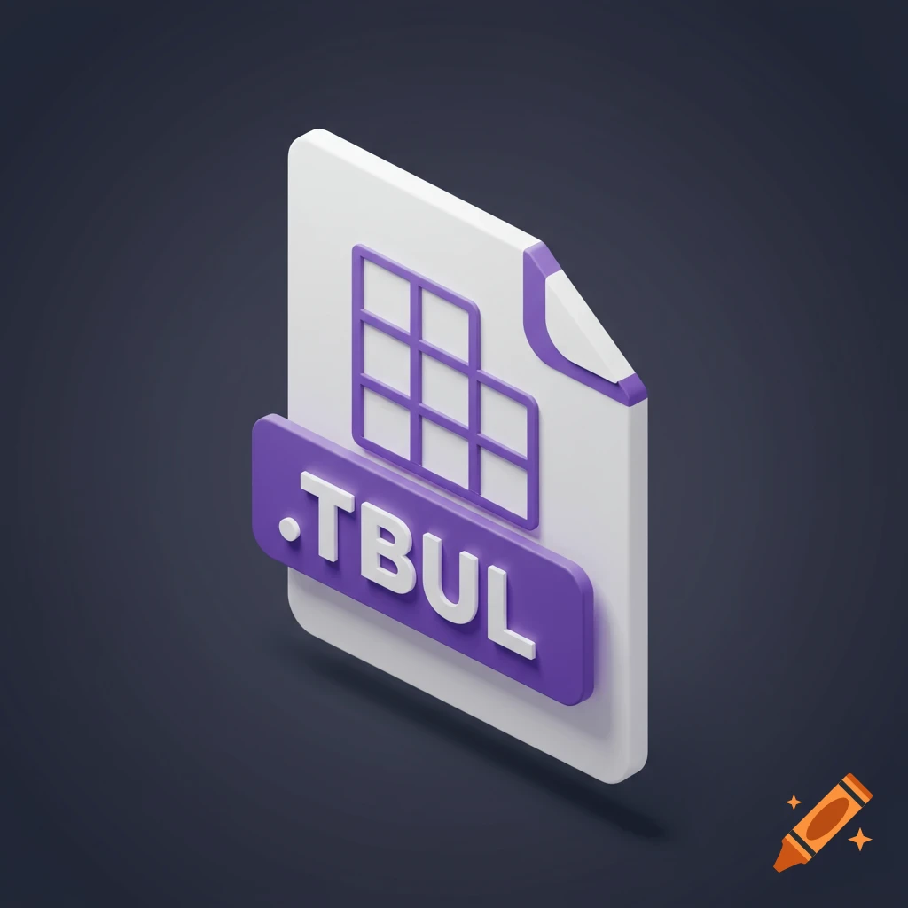 A 3D isometric file icon with a purple label reading ".TBUL".