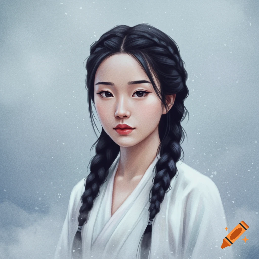 Portrait of a woman with long dark braided hair