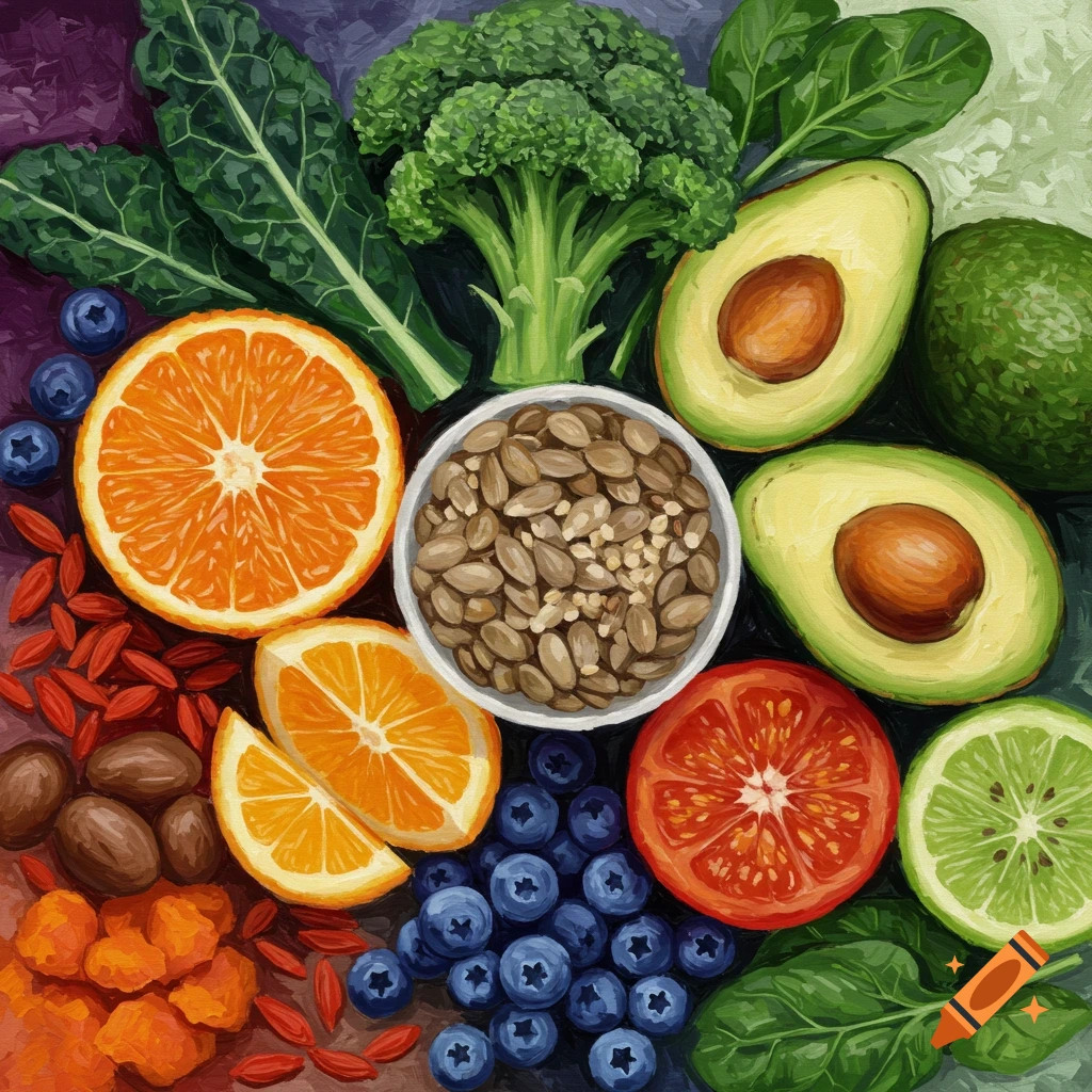 A colorful assortment of healthy foods