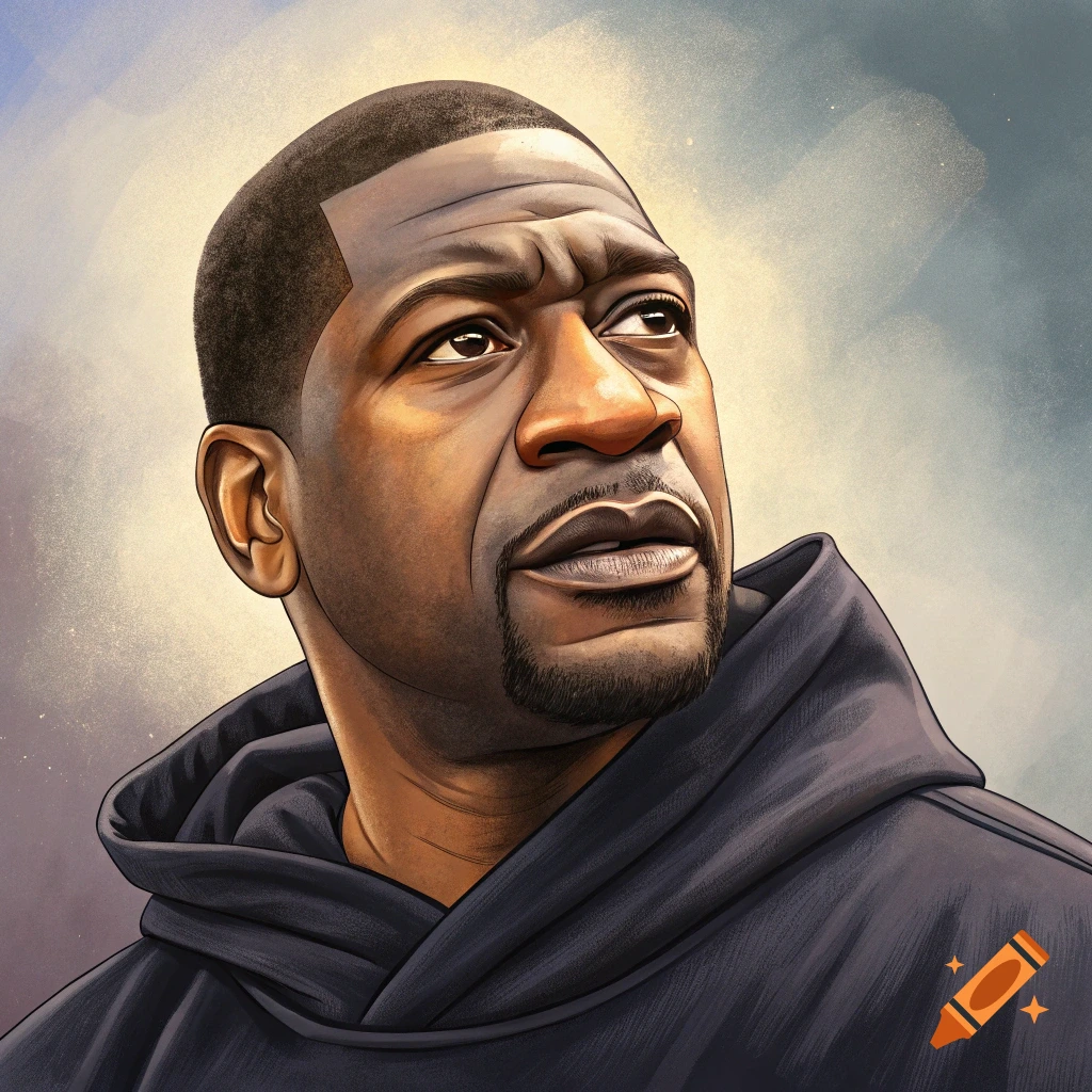 Stylized portrait of a person looking up.
