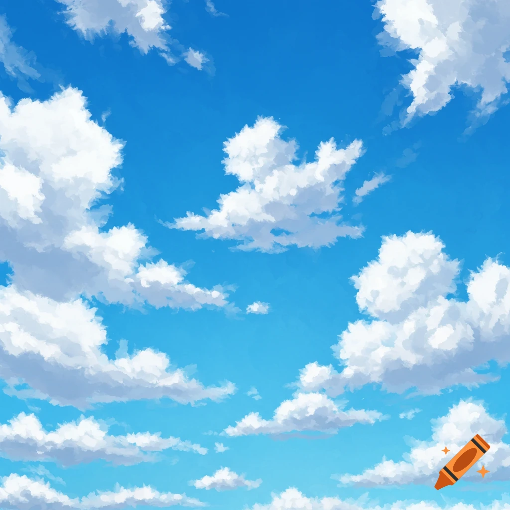 A blue sky filled with white clouds.