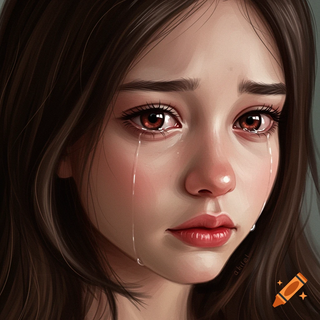 Close-up of a young girl crying