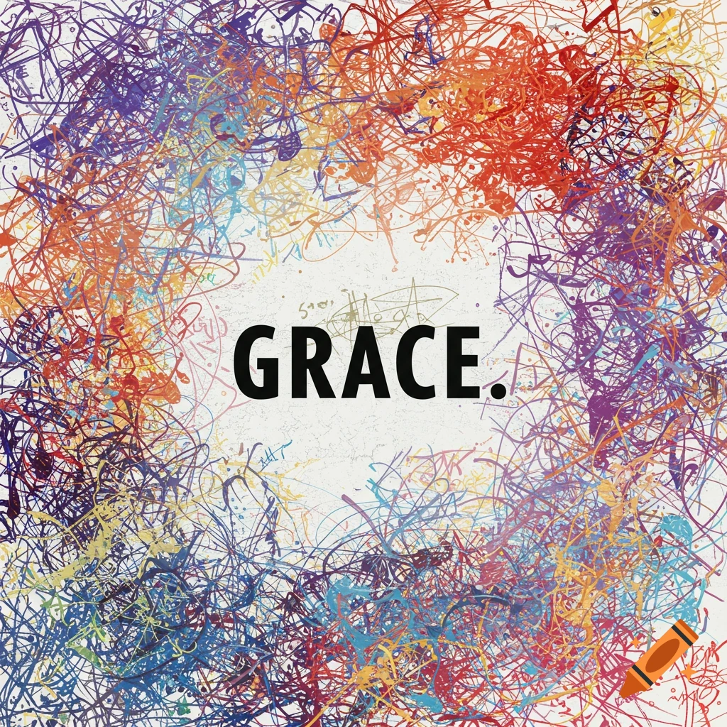Abstract image with colorful scribbles surrounding the word GRACE.