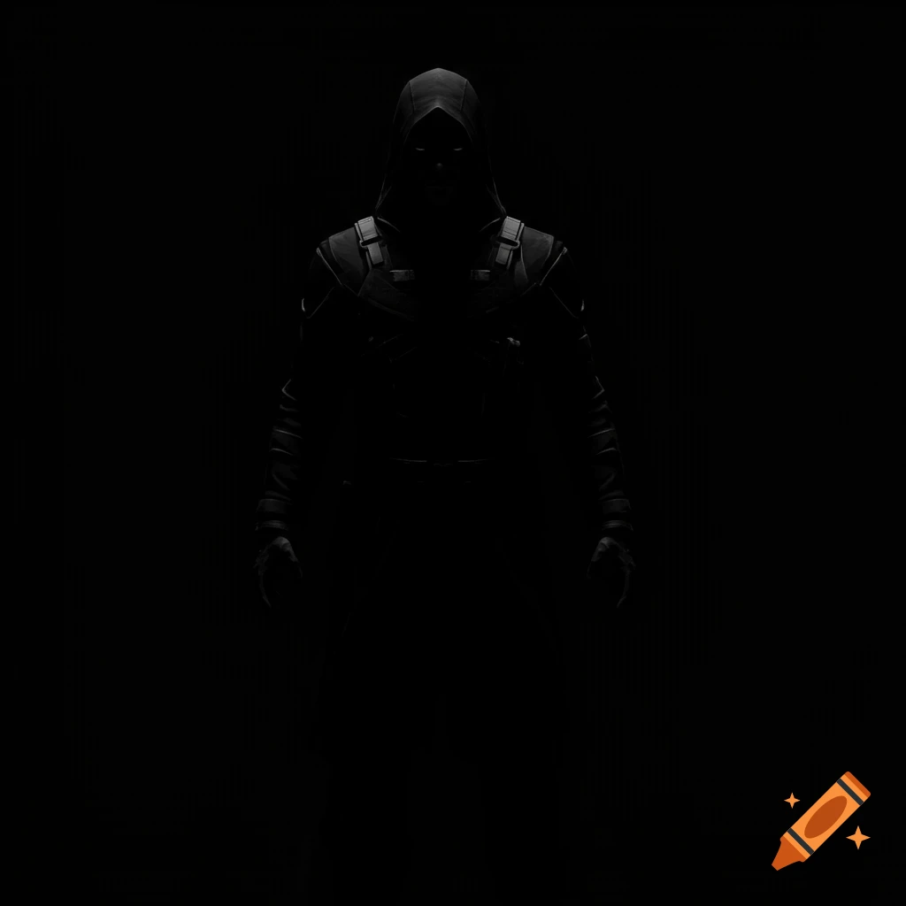 A mysterious hooded figure standing in the dark on Craiyon