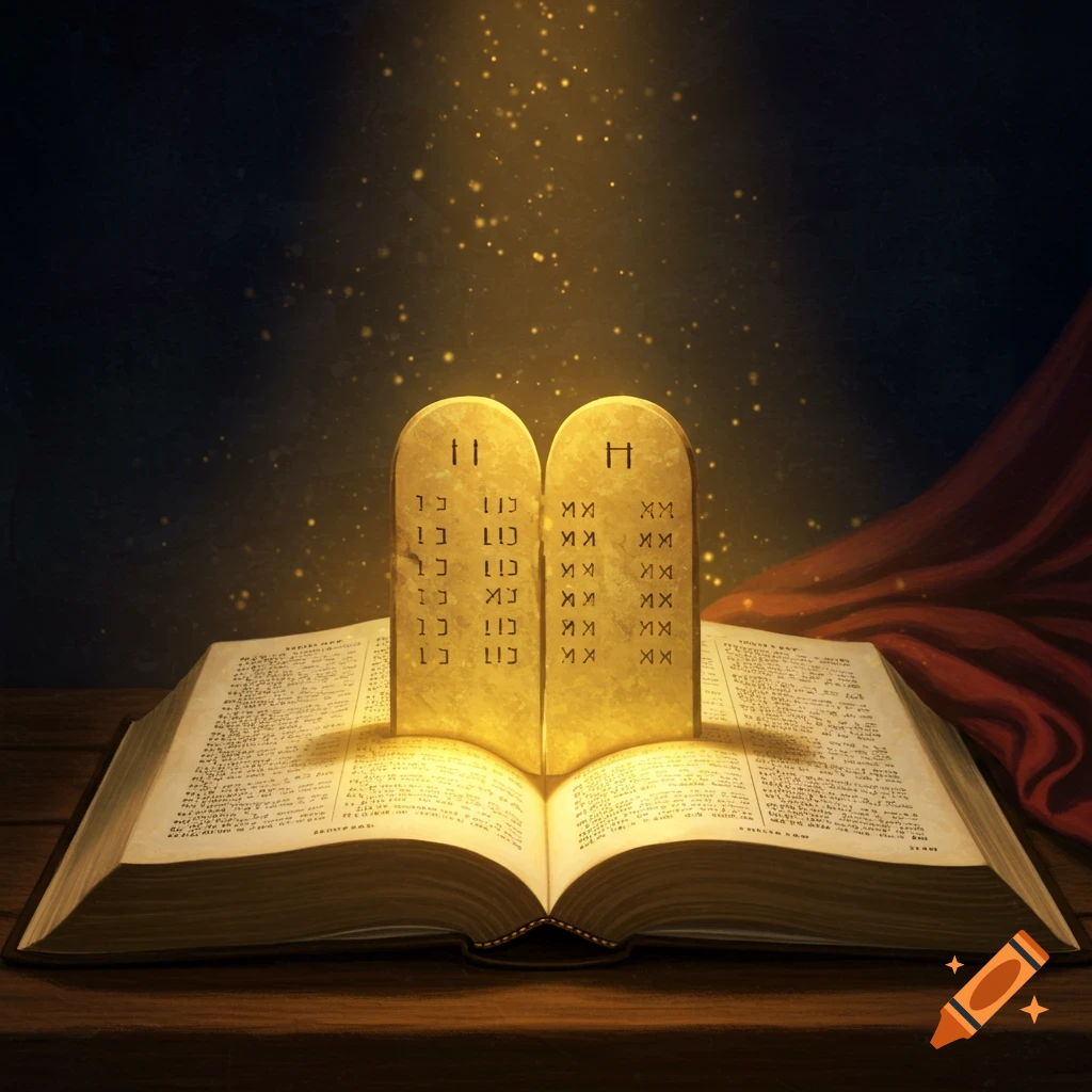 Glowing tablets on an open book.
