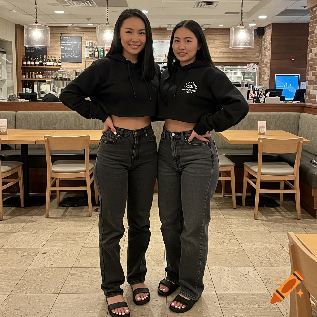 Southeast Asian model posing confidently in restaurant on Craiyon