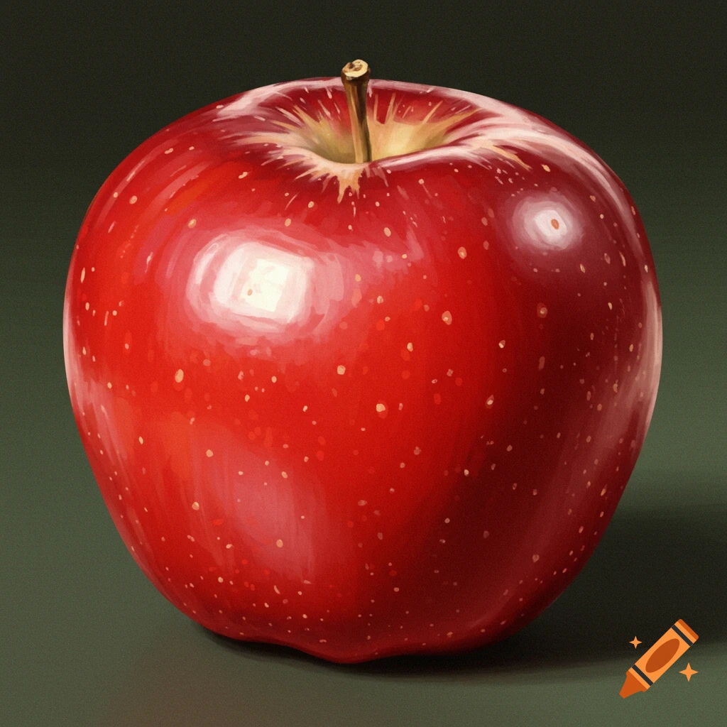 A realistic image of a single red apple on a dark background.