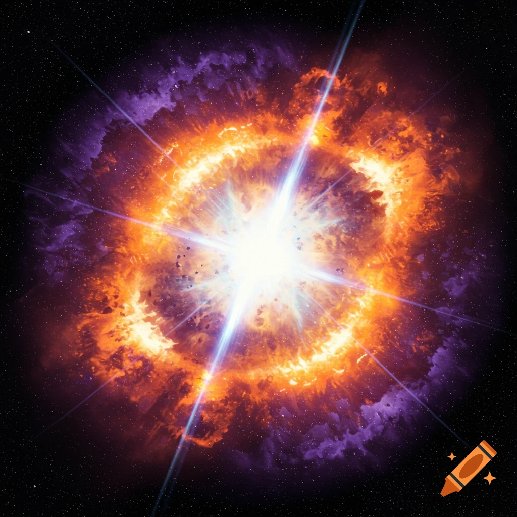 A bright supernova explosion in deep space.