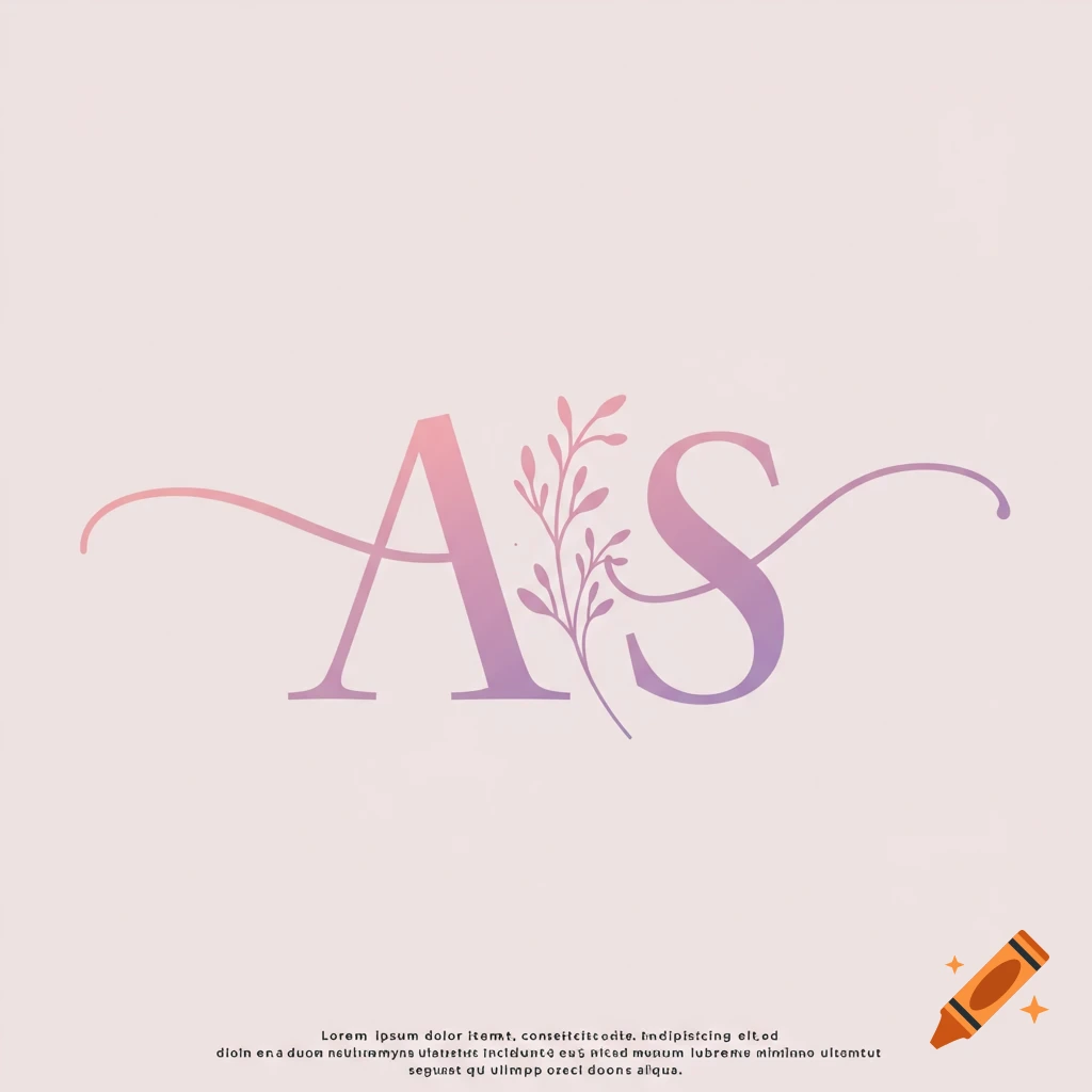 Logo with pink and purple gradient letters A and S intertwined with a floral sprig on a light background.