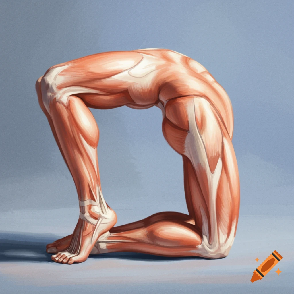 Image of human leg and back muscles in an arched pose.